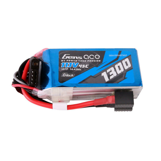 Gens ace G-Tech11.1V 45C 3S1P 1300mAh Lipo Battery Pack with EC3 and Deans adapter