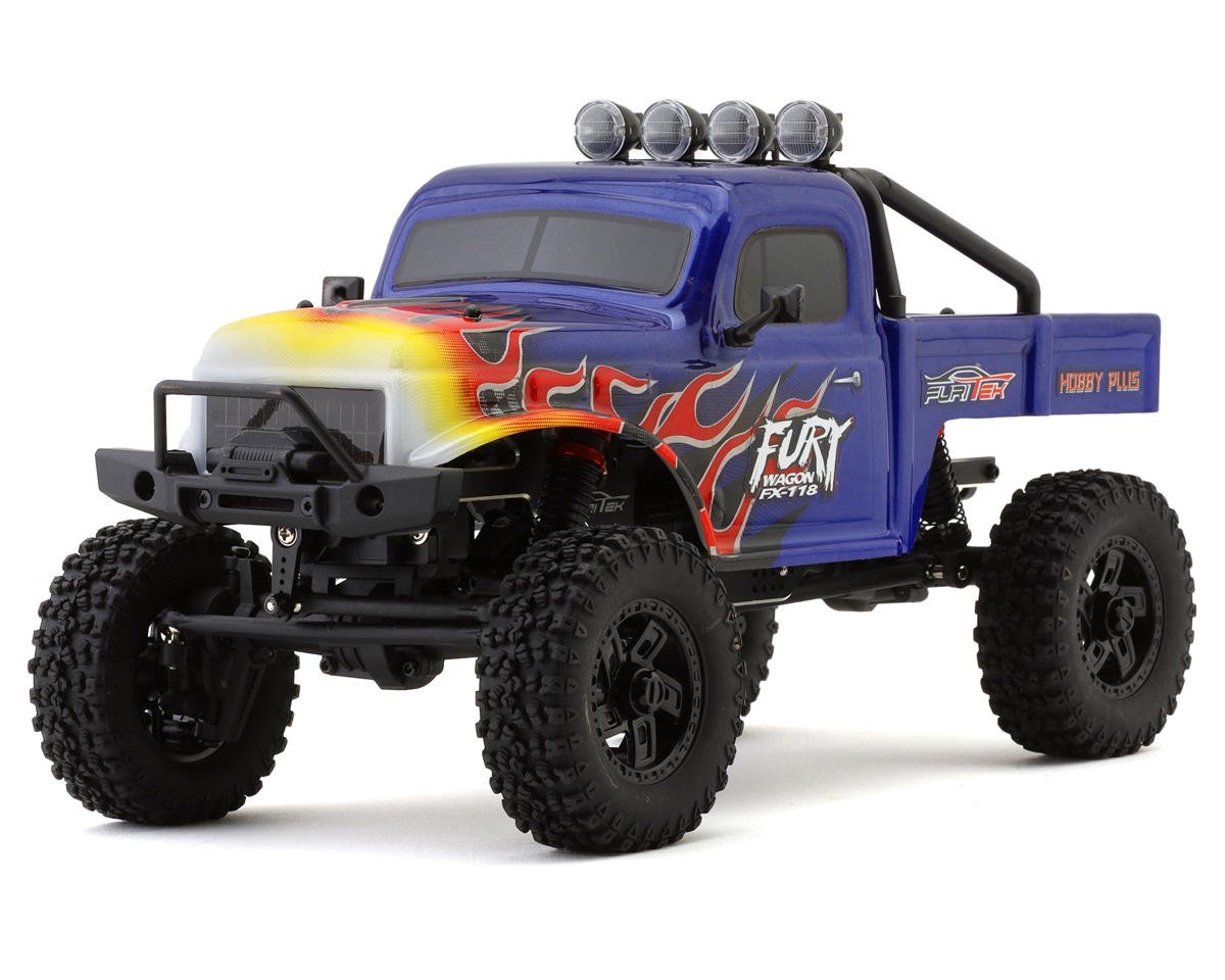 Hobbies　Brushless　Rock　Crawler　Wagon　Fury　FX118　Furitek　RTR　–　1/18　(Blue/Flames)　Superstition