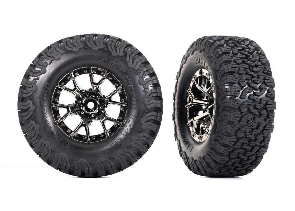 10187 Traxxas Ford Raptor R Black Rear Wheels with BFG Tires (2)