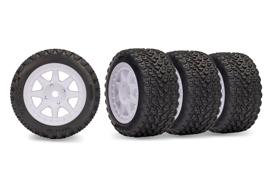 10874 Traxxas White Mini Rally Wheels with Rally Tires (F&R)