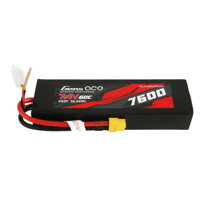 Gens ace 7600mAh 7.4V 60C 2S2P Lipo Battery Pack with XT60 Plug