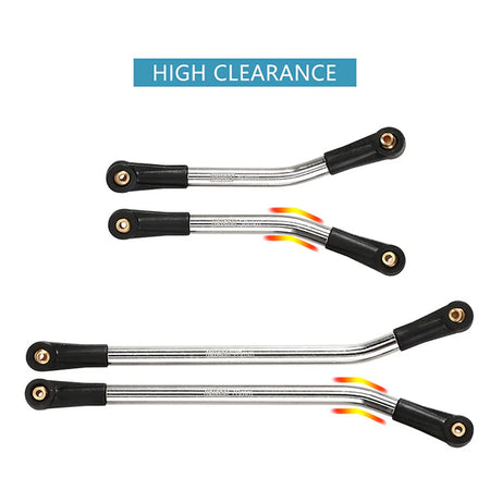 Four metal linkage arms with black rubber ends on a white background, labeled 'High Clearance'.