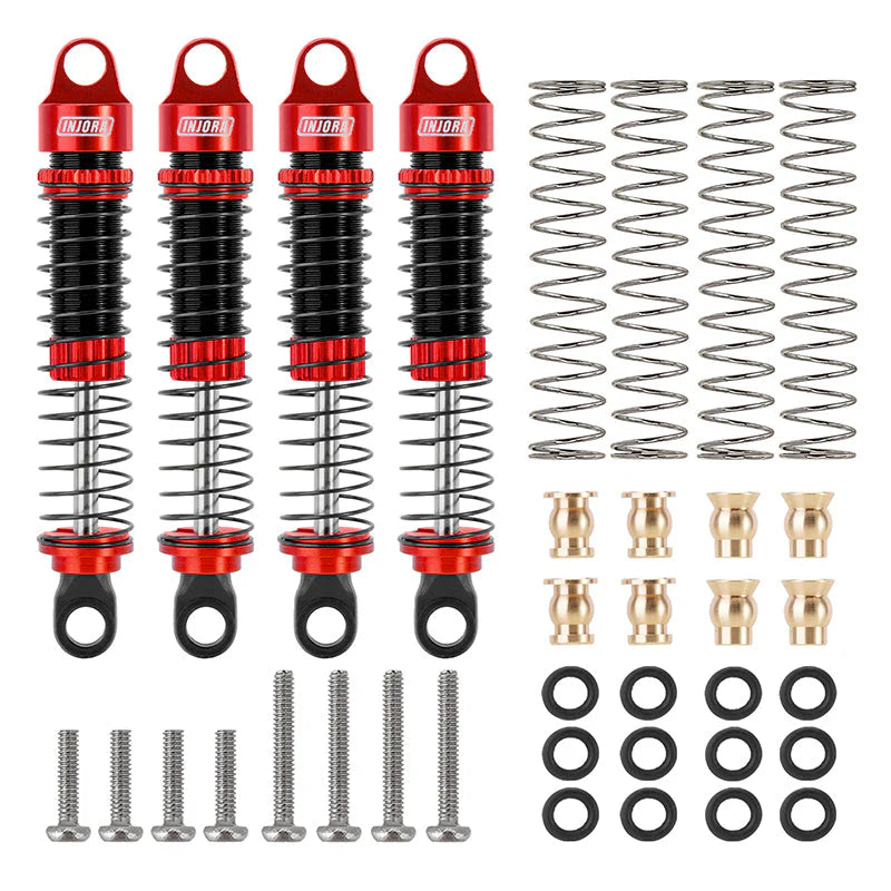 INJORA 59mm Long Threaded Oil Shocks for 1/18 TRX4M (4M-42) Red