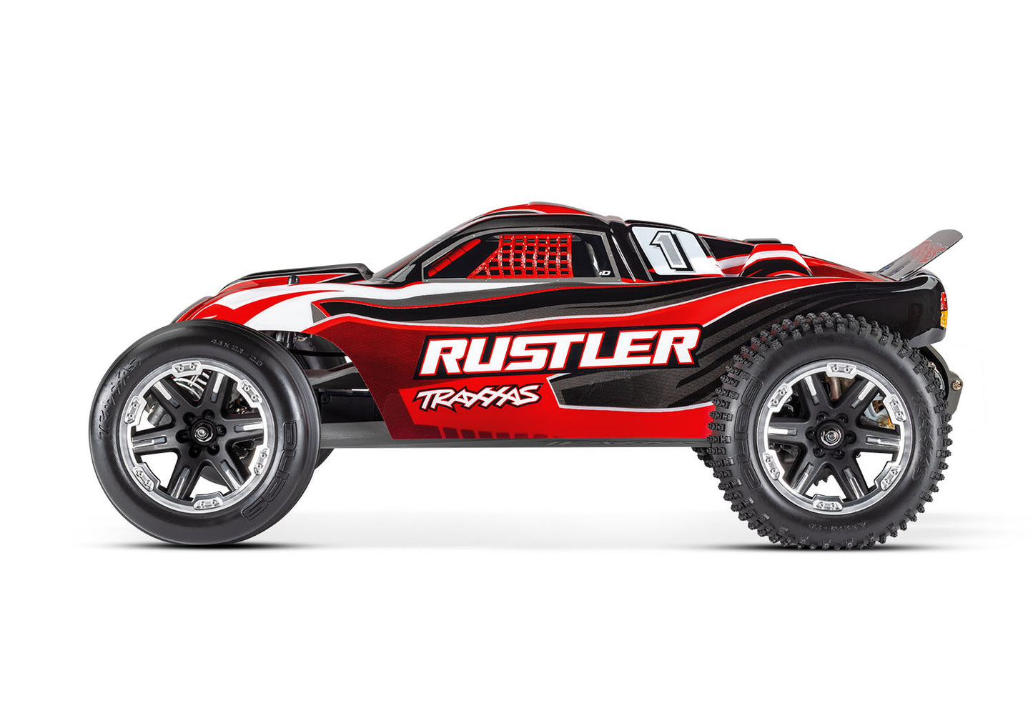 37054-8 Rustler 1/10 Scale Stadium Truck w/USB-C Charger Red