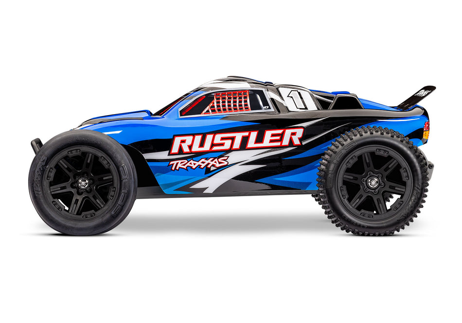 Traxxas 37254-8 Rustler 2WD HD RTR Blue w/USB-C Charger
