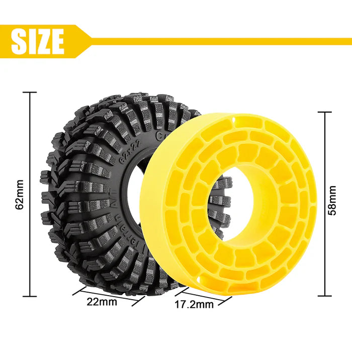 INJORA 1.0" 62*22mm King Trekker Tires & Inserts Combo (4)