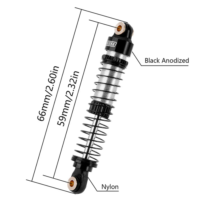 INJORA 59mm Long Threaded Oil Shocks for 1/18 Redcat Ascent-18 HPI Venture18