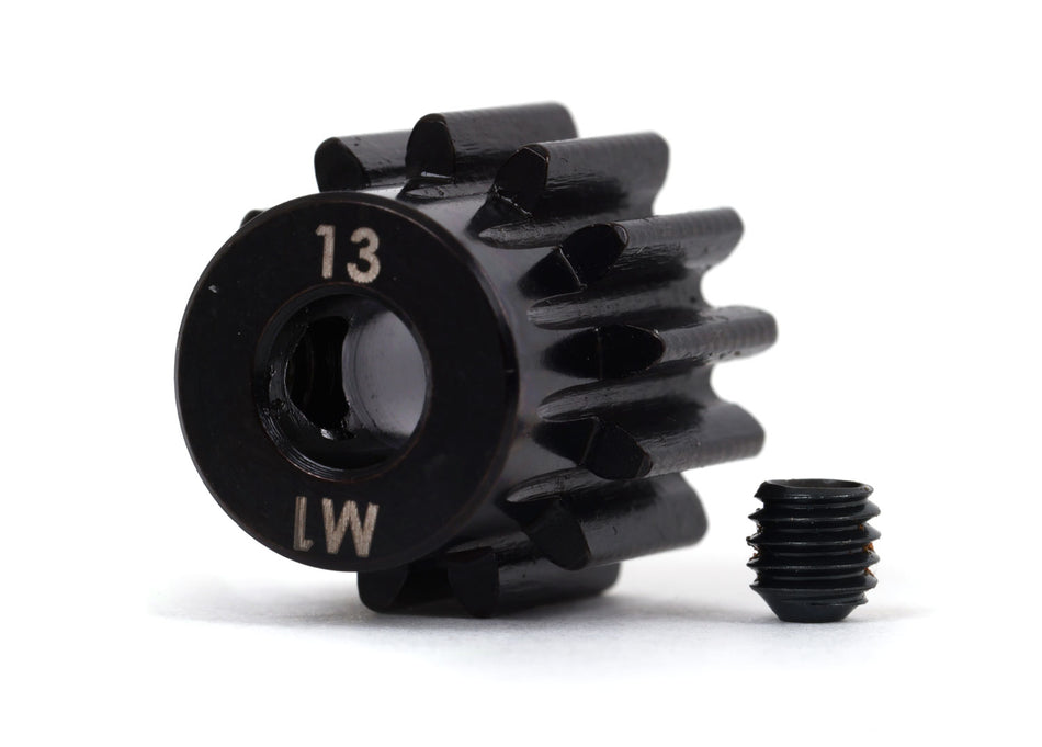 6483X  Gear, 13-T pinion (machined, hardened steel) (1.0 metric pitch) (fits 5mm shaft)/ set screw