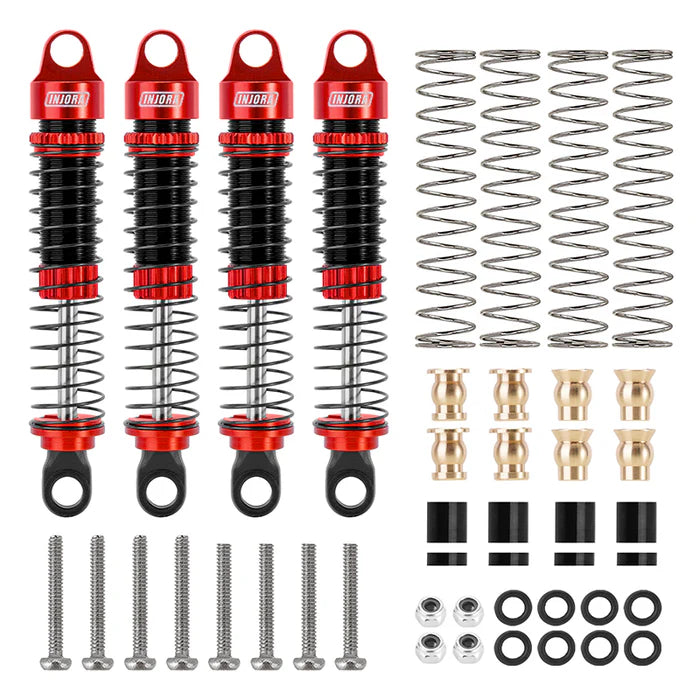 INJORA 59mm Long Threaded Oil Shocks for 1/18 Redcat Ascent-18 HPI Venture18 - 4pcs red