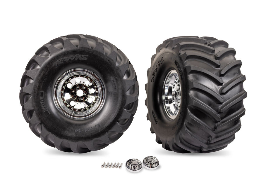 Traxxas Chrome X-Monster Wheels w/ Terra Groove Tires (2)