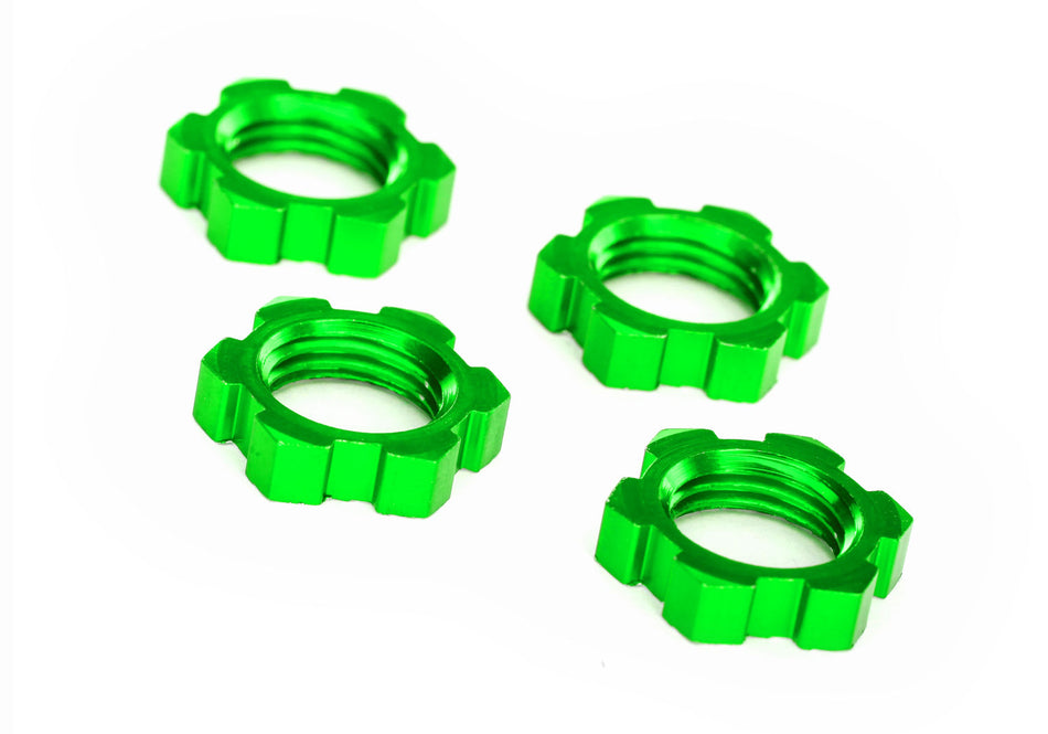 7758G Traxxas Serrated 17 mm Green Aluminum Splined Wheel Nuts (4)