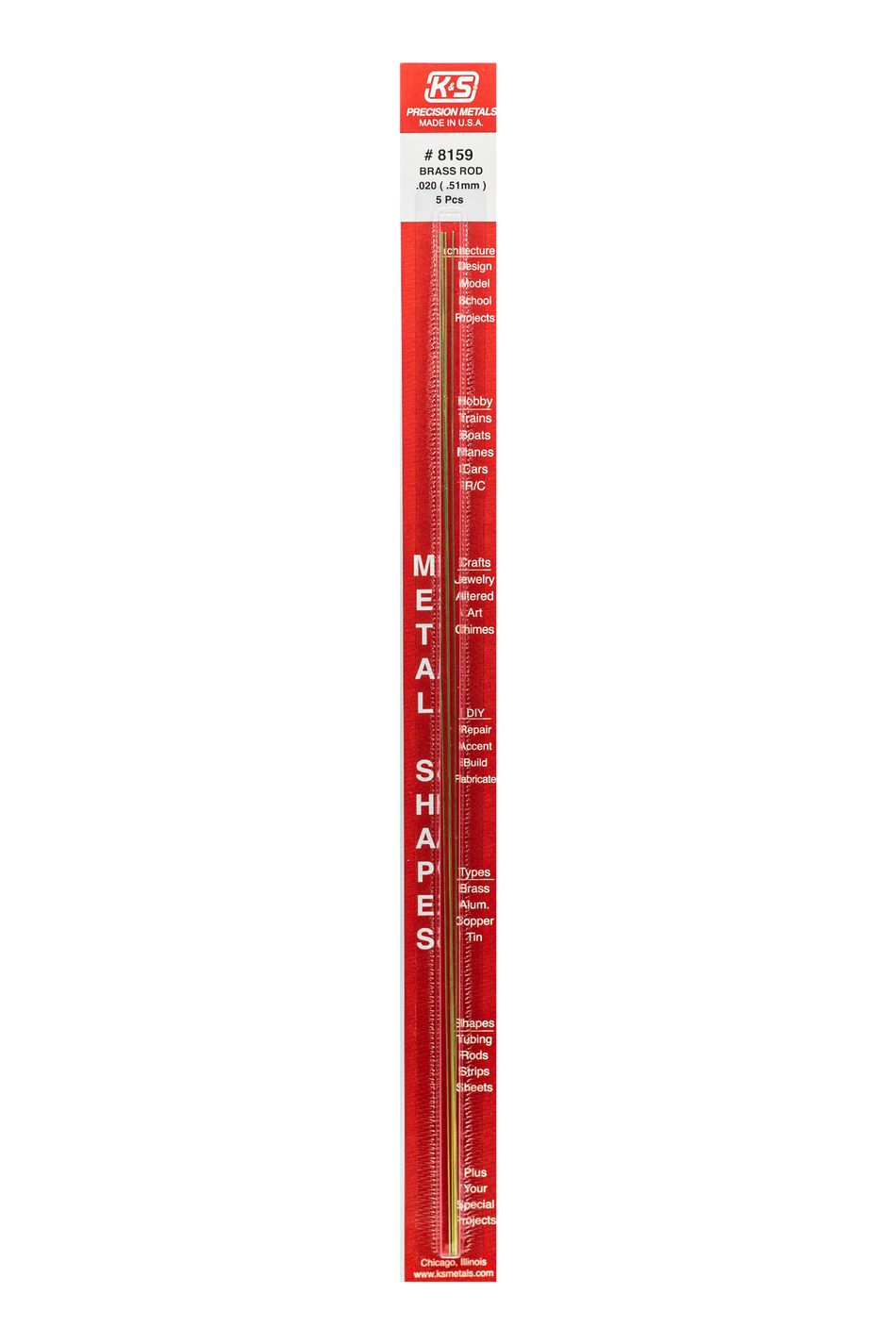 Round Brass Rod: 0.020" OD x 12" Long