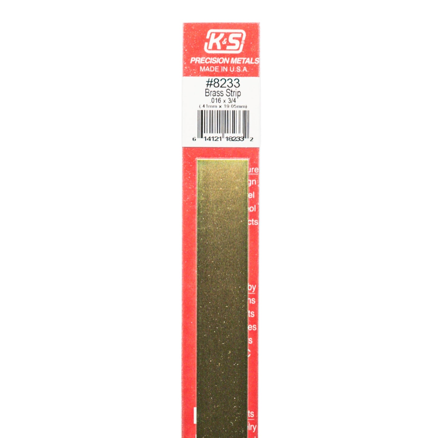 Brass Strip: 0.016" Thick x 3/4" Wide x 12" Long (1 Piece)