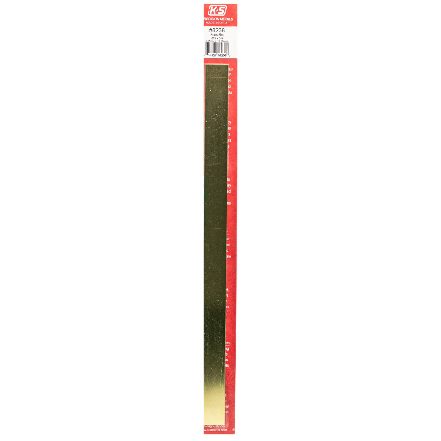Brass Strip: 0.025" Thick x 3/4" Wide x 12" Long (1 Piece)
