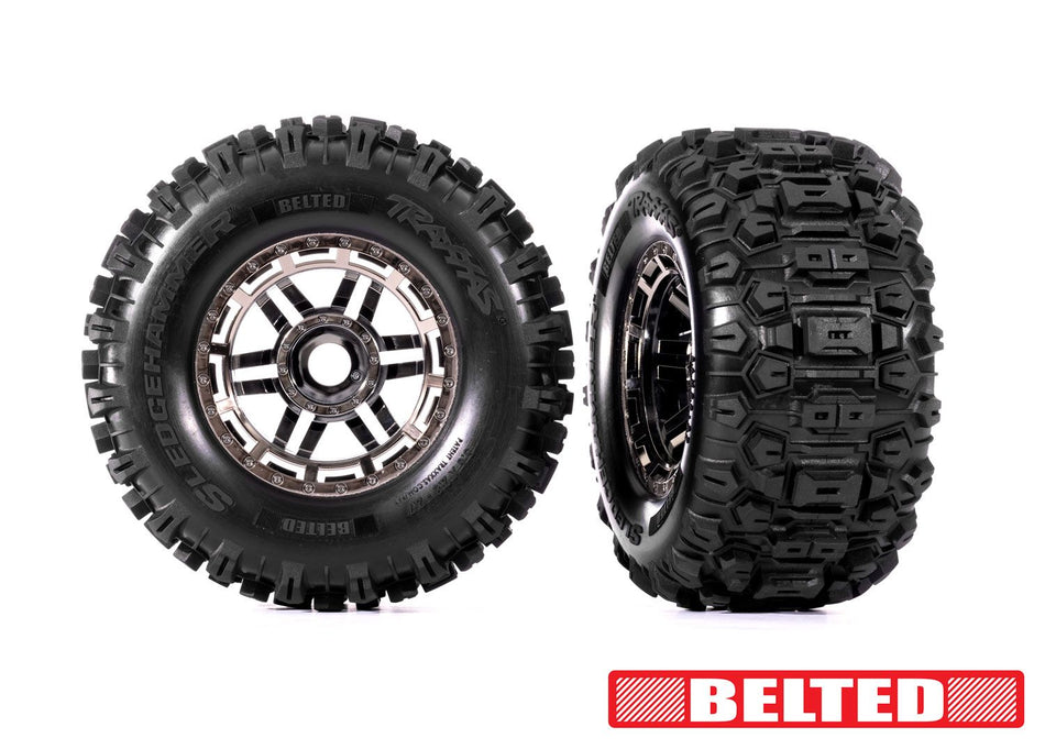 Traxxas 8979A Maxx 2.8" Chrome Wheels & Belted Sledgehammer Tires (2)