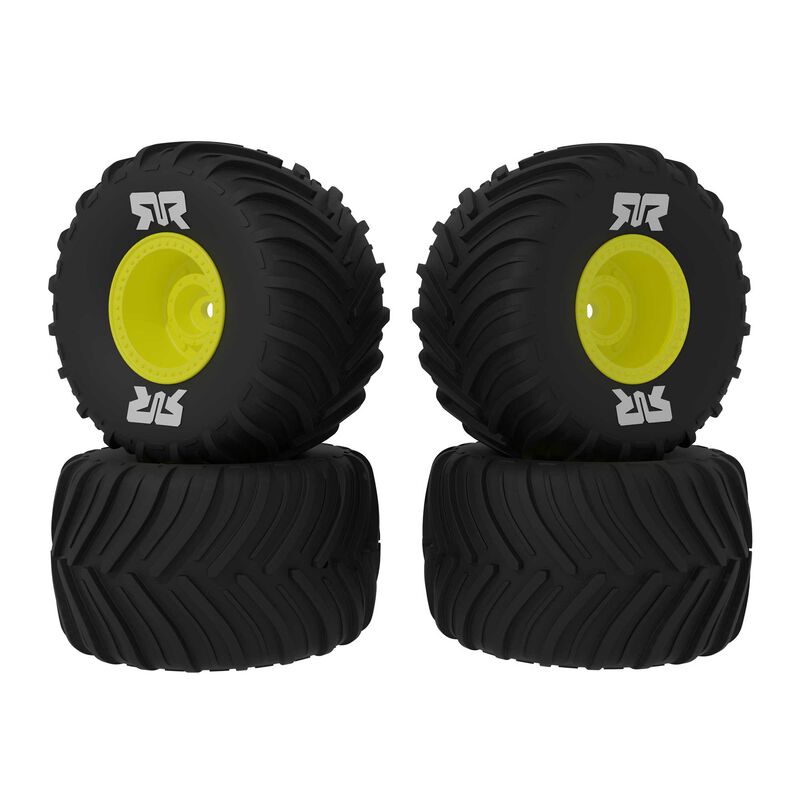 ARRMA dBoots Chevron MT Tire Set Glued (Yellow) (2 Pairs) - GROM