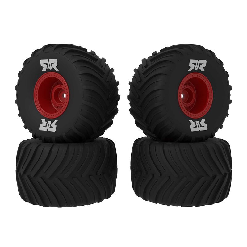 ARRMA dBoots Chevron MT Tire Set Glued (Red) (2 Pairs) - GROM