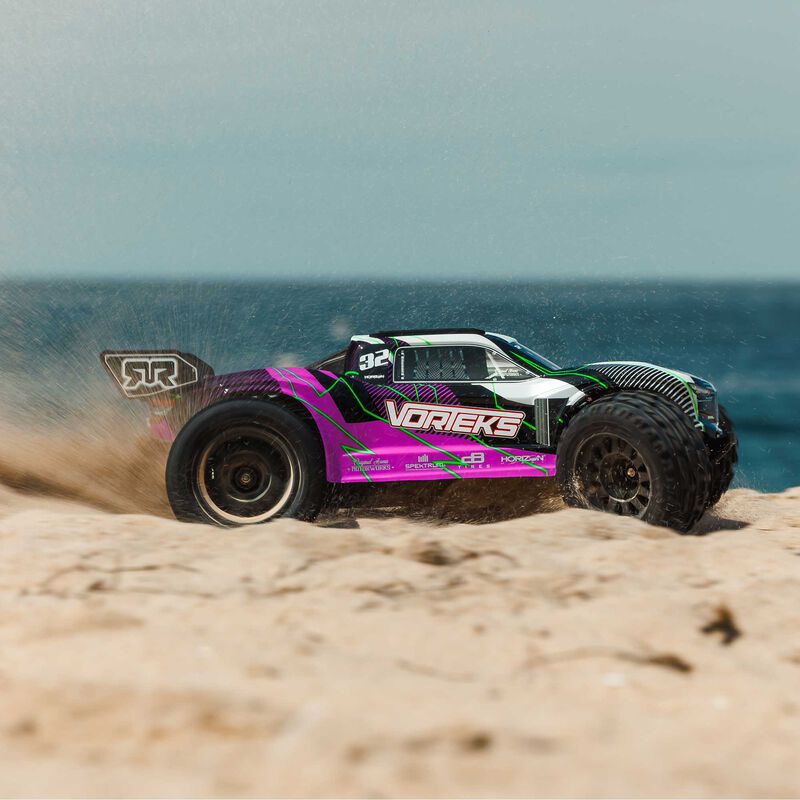 ARRMA 1/10 VORTEKS MEGA 550 2WD Stadium Truck RTR with Battery & Charger, Purple