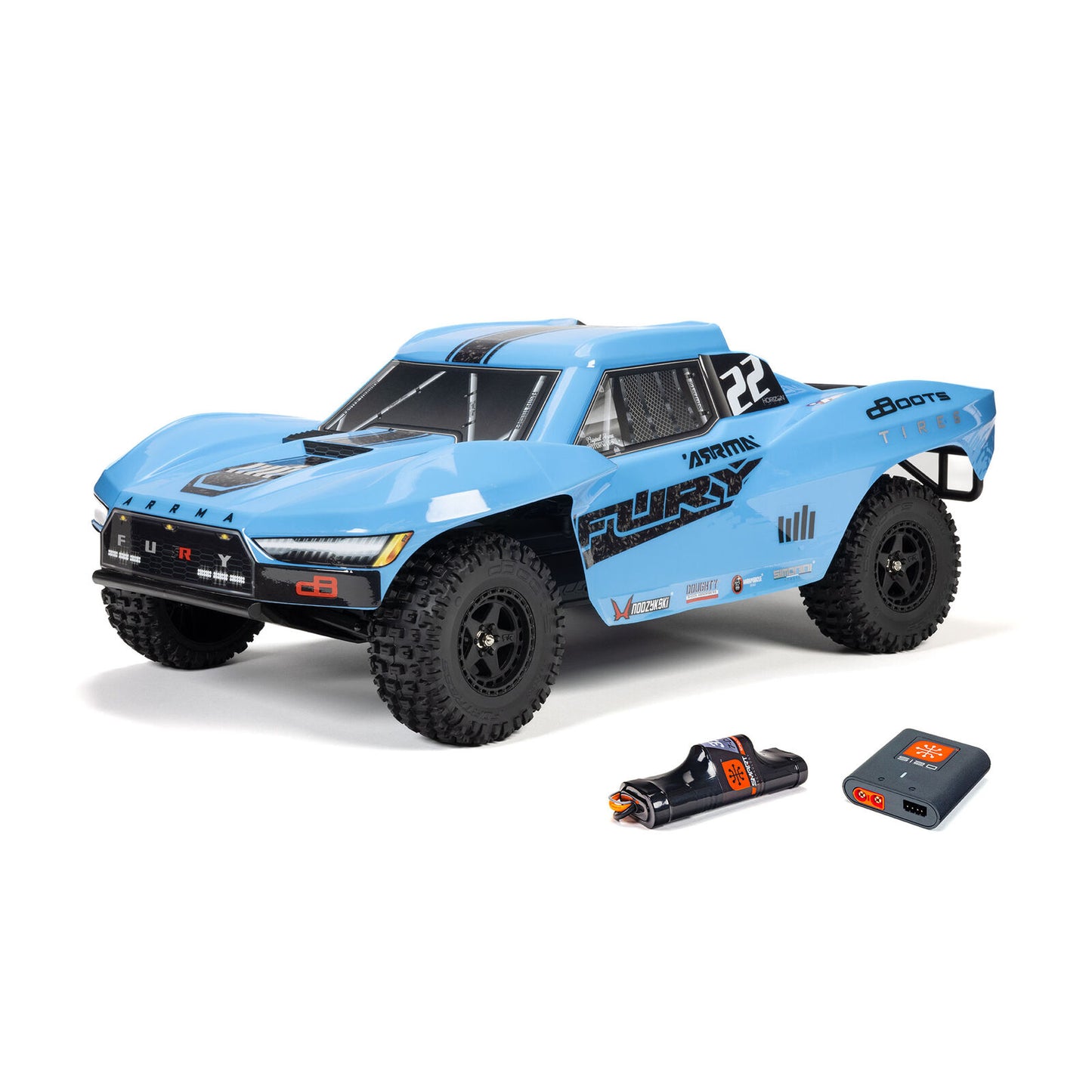 ARRMA 1/10 FURY MEGA 550 2WD Short Course Truck RTR with Battery & Charger, Blue