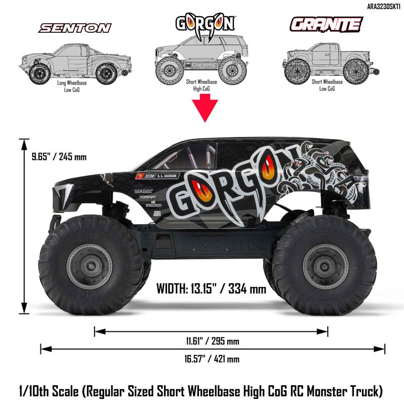 ARRMA GORGON 1/10 4x2 Monster Truck Ready to Assembly Kit