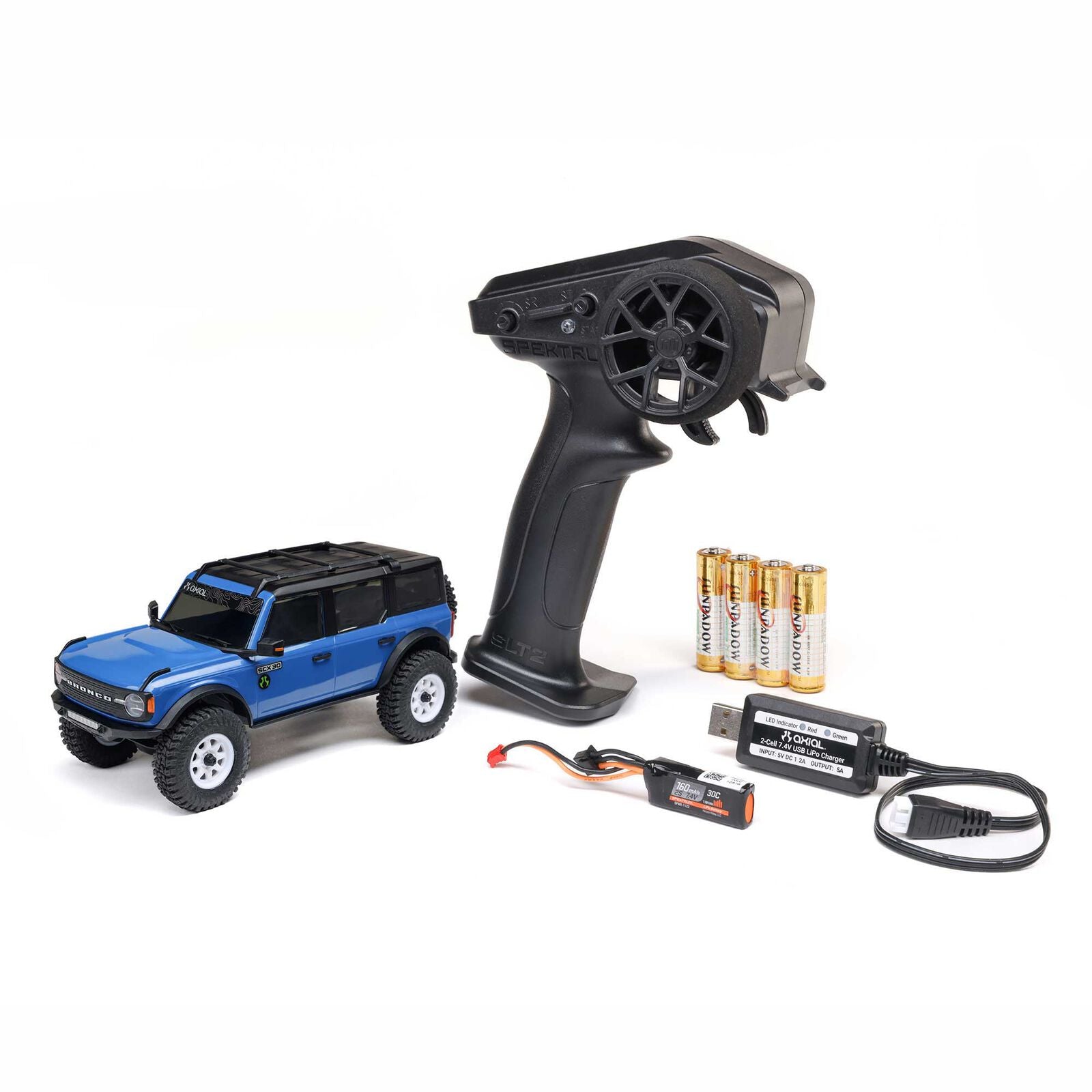 Axial SCX30 1/30 Ford Bronco 4X4 RTR Brushed Rock Crawler, Blue