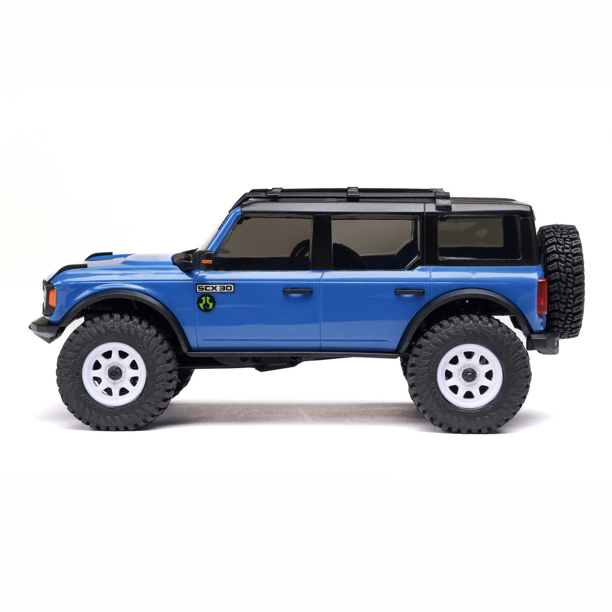Blue off-road vehicle model on a white background