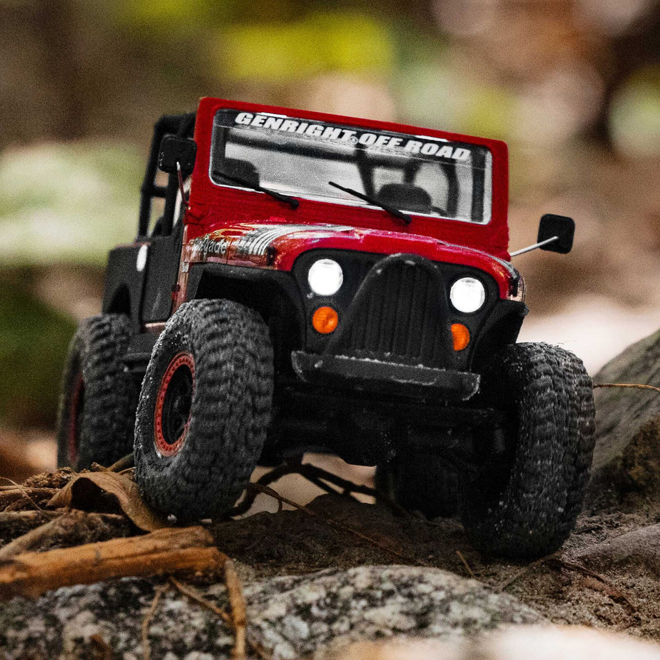 Axial AXI-3273T1 1/30 SCX30 Jeep CJ-7 GenRight 4X4 RTR Brushed Rock Crawler, Red
