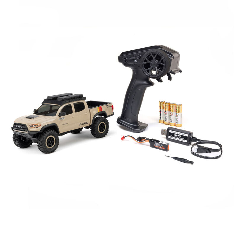 Axial AXI-3289T2 1/30 SCX30 Toyota Tacoma TRD Pro Extreme Off-Road 4X4 RTR Brushed Rock Crawler, Tan