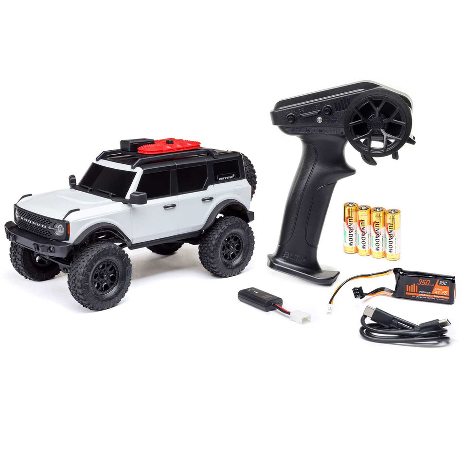 AXIAL 1/24 SCX24 Ford Bronco 4X4 RTR Brushed Rock Crawler (Battery & Charger Included), White