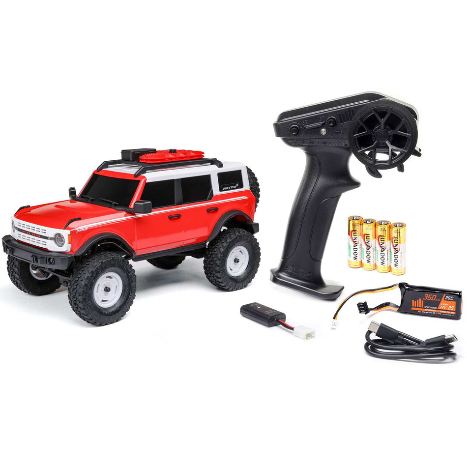 AXIAL 1/24 SCX24 Ford Bronco Heritage Edition 4X4 RTR Brushed Rock Crawler (Battery & Charger Included), Red