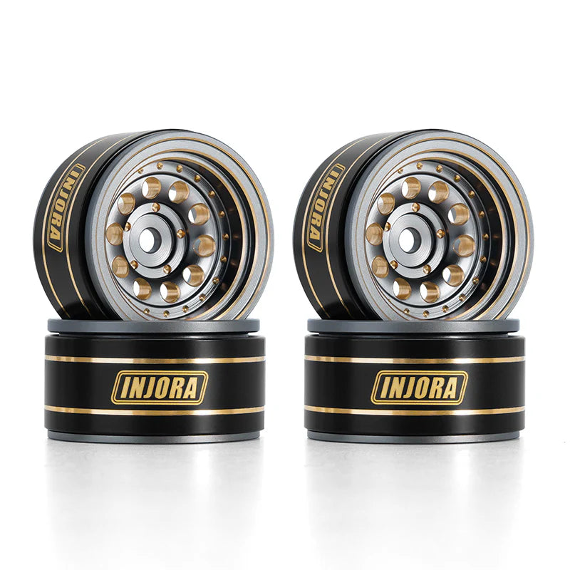 INJORA 1.0" 39g/pcs Brass Beadlock Wheels Negative Offset 2.65mm for 1/24 1/18 RC Crawlers (W1008)