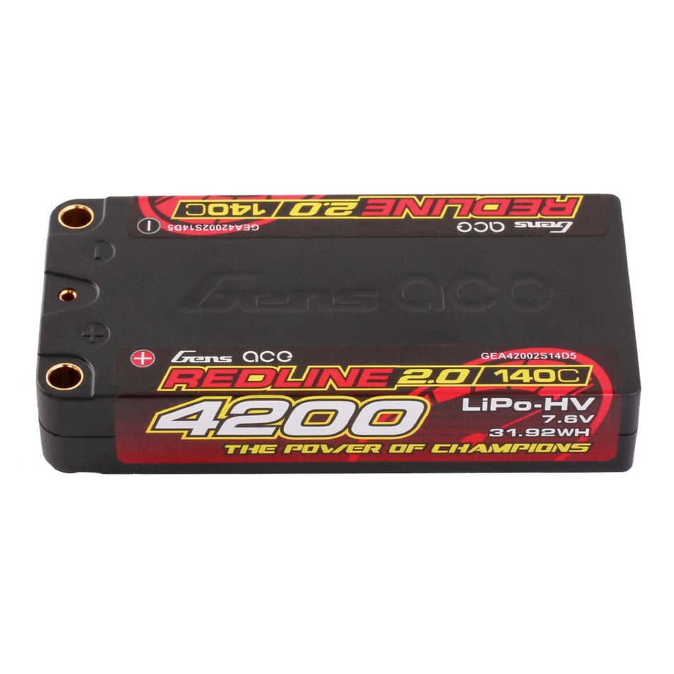 Gens Ace 7.6V 4200mAh 2S 140C LiHV: 5.0mm Bullet redline 2.0