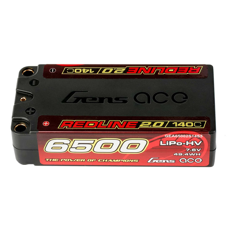Gens Ace Redline 2.0 6500mAh 2S 140C 7.6V HV hardcase Lipo Battery with 5.0mm bullet