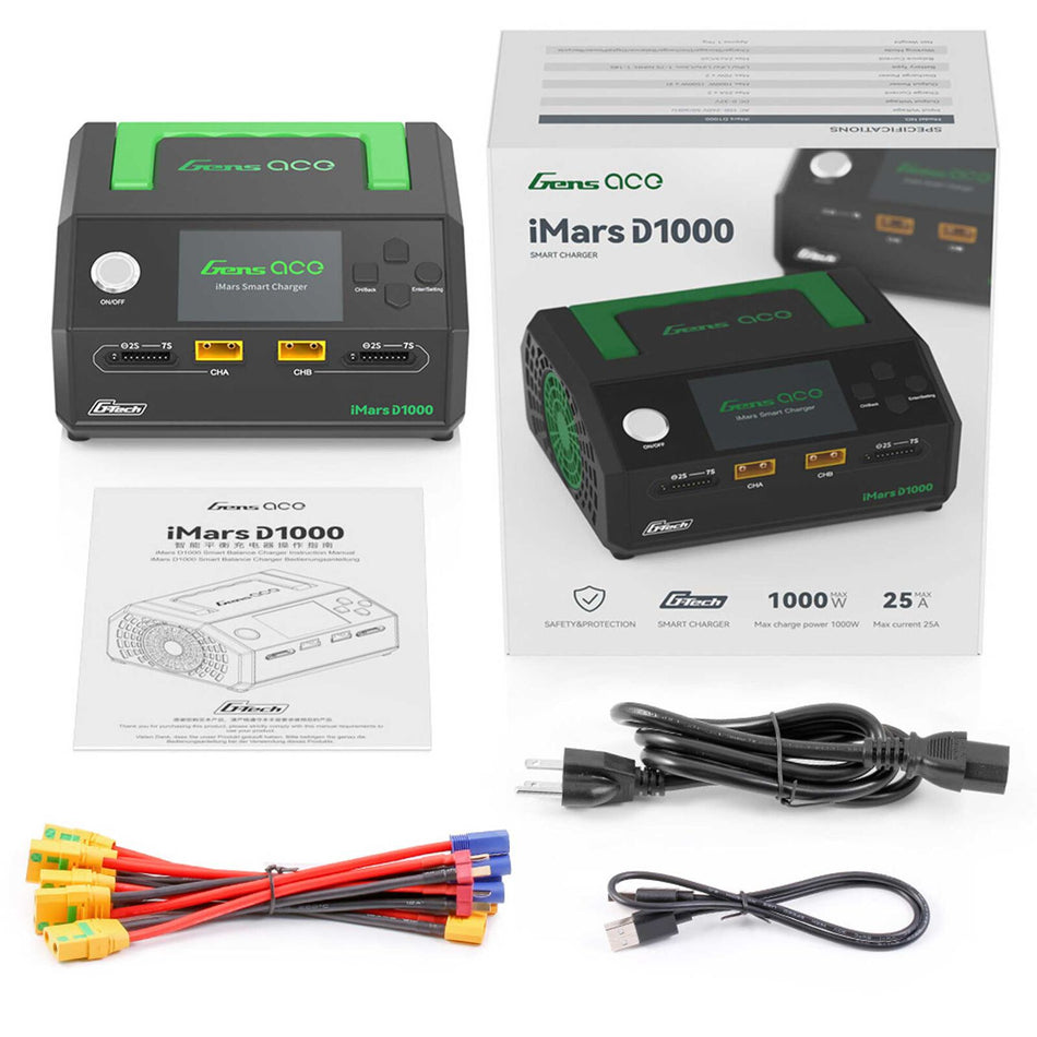 Gens Ace D1000 1000W 25A 1-7S G-Tech AC smart charger