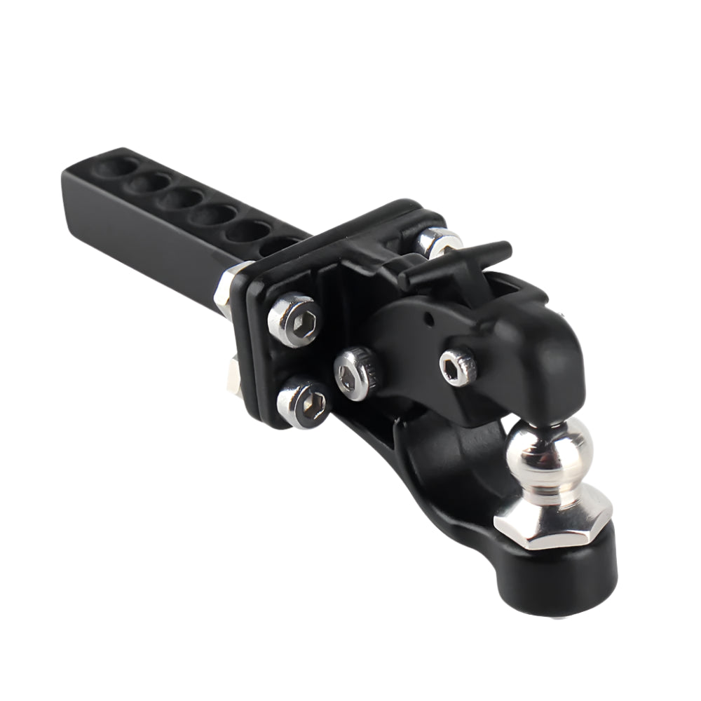 Black metal ball joint with silver ball on a white background