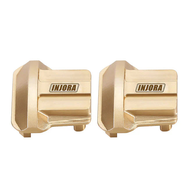 Two gold metal components with INJORA branding on a white background