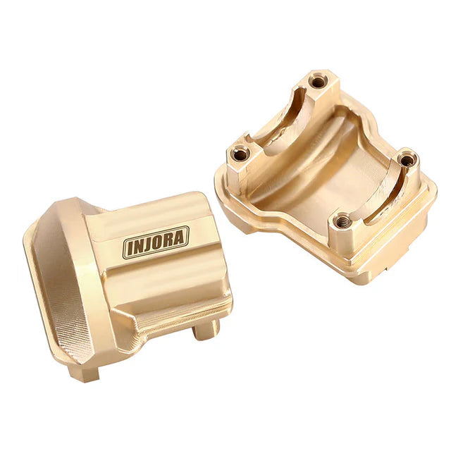 Two gold metal parts with INJORA branding on a white background