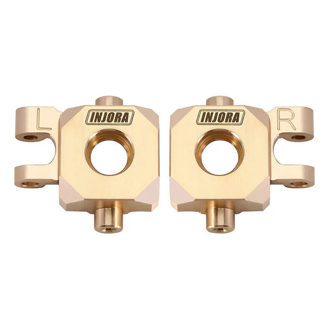 Two gold metal components with 'INJORA' branding on a white background