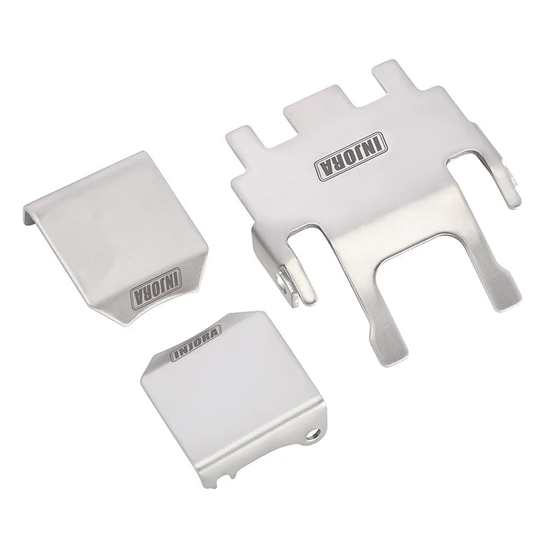 INJORA Stainless Steel Chassis Armor Skid Plate Axle Protector for 1/18 TRX4M (4M-14)