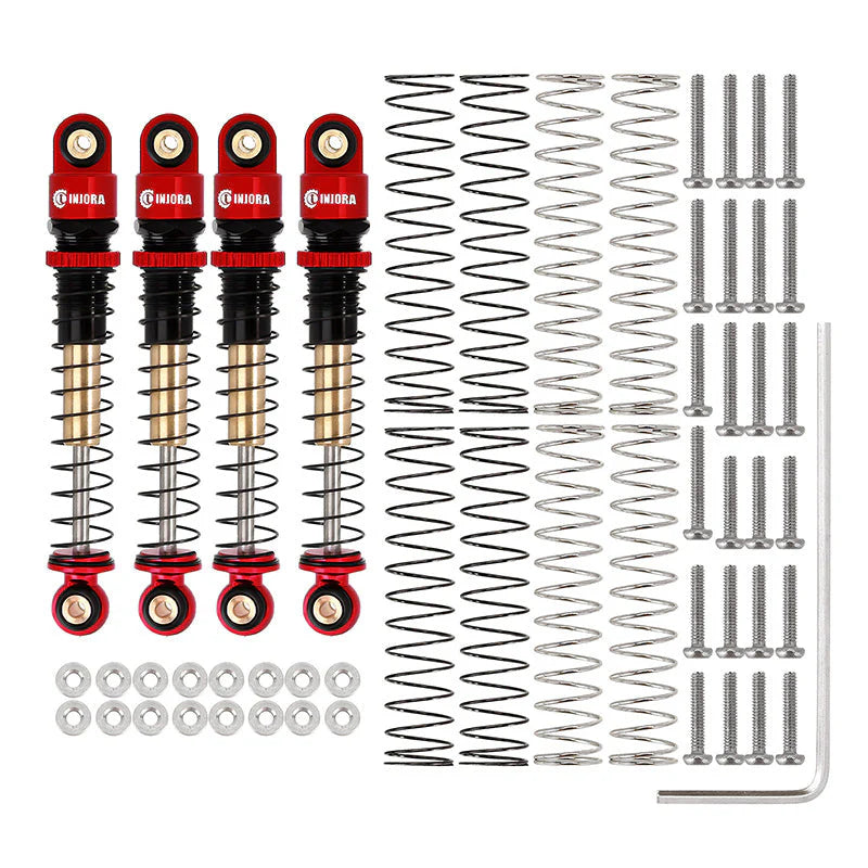 INJORA 43mm Aluminum Threaded Double Barrel Shocks Dampers for Axial SCX24 Red