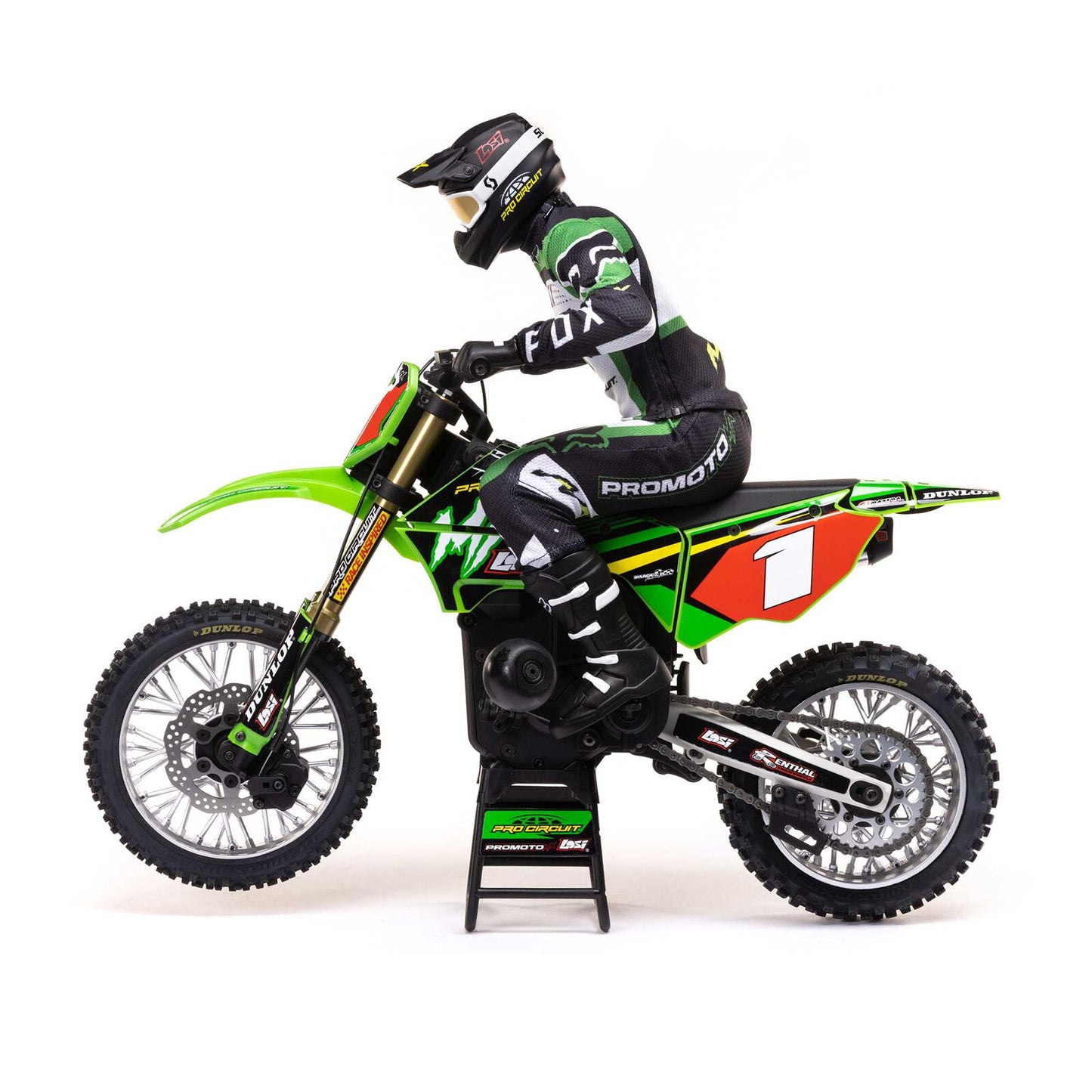 Losi 1/4 Promoto-MX Motorcycle RTR with Battery and Charger, Pro Circuit Green