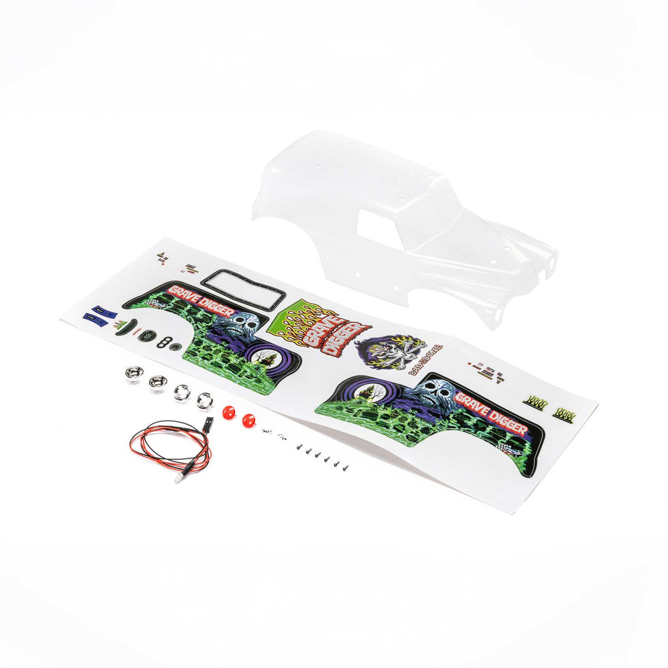 Losi Body Set, Grave Digger, Clear: Mini LMT