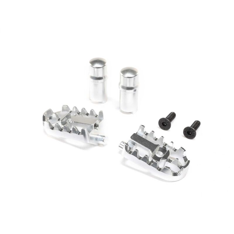 Losi Aluminum Foot Pegs, Silver: Promoto-MX