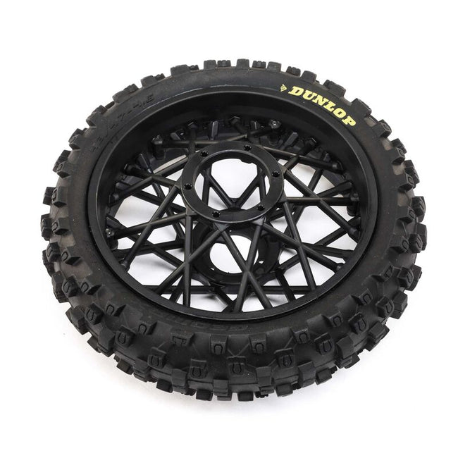 Losi Dunlop MX53 Rear Tire Mounted, Black: Promoto-MX