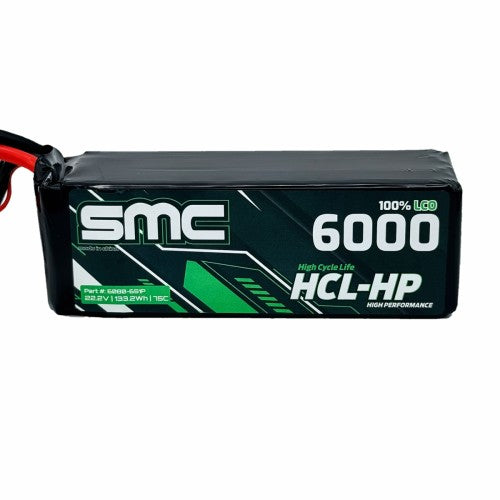 SMC Racing SMC6000-6S1P-EC5 HCL-HP 22.2V 6000mAh 80C Flight Pack EC5
