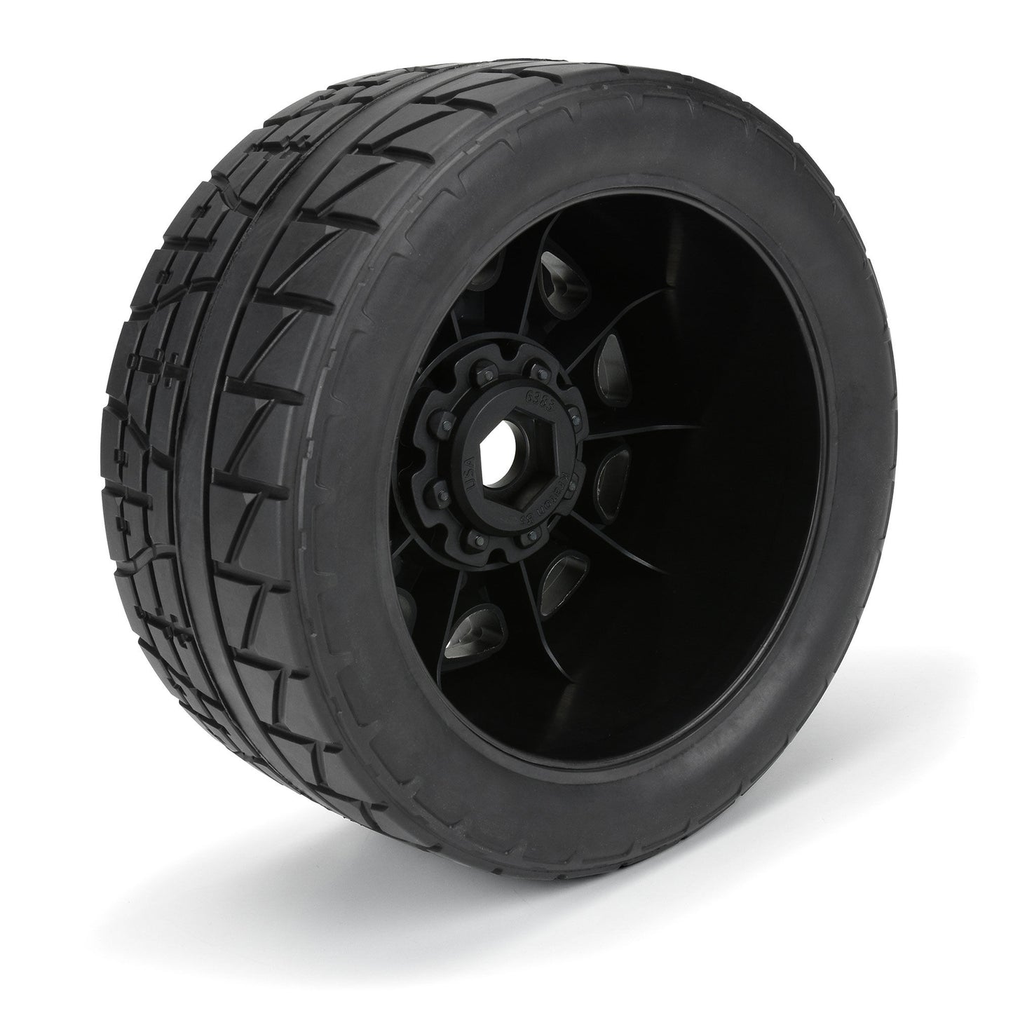 Menace HP 5.7” Street BELTED Tires Mounted on Raid Black 8x48 Removable 24mm Hex Wheels (2) for X-MAXX, KRATON 8S & Other Large Vehicles Front or Rear