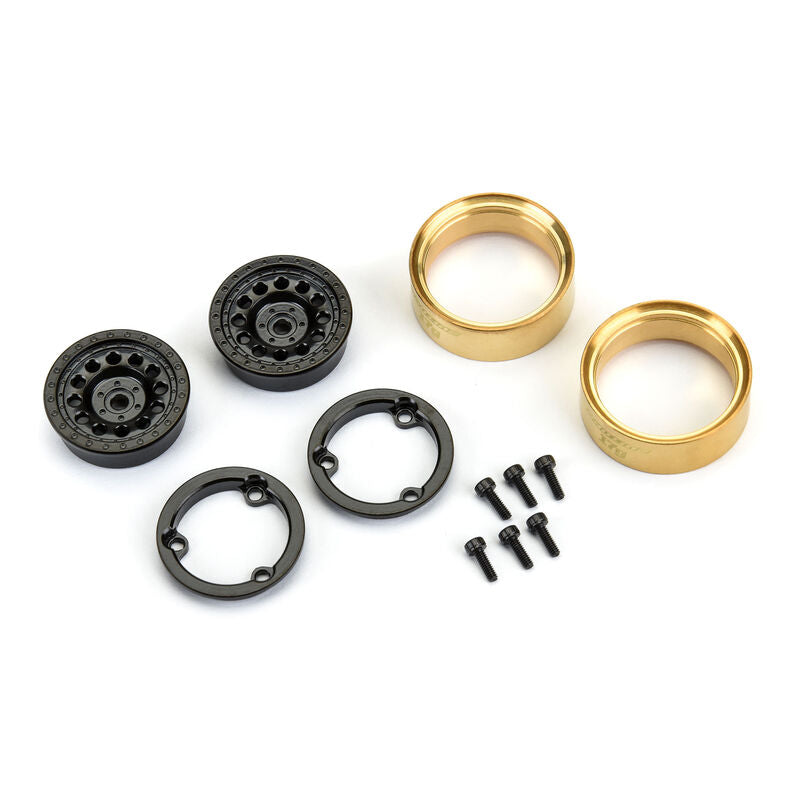 Pro-Line 1/24 Rock Shooter Brass F/R 1.0" 7mm Whl (2) Blk