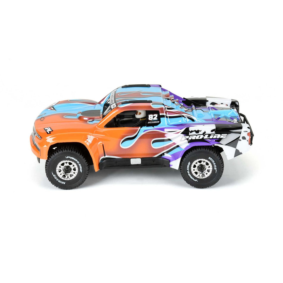 Pro-Line Limited Edition Pre-Cut/Pre-Painted 2019 Chevy Silverado Trophy Truck Fire and Ice (Pink/Aqua) Body for Arrma Mojave Grom