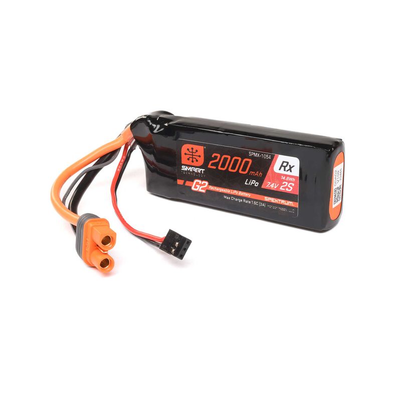 Spektrum SPMX-1054 Smart G2 Receiver LiPo 2000mAh 2S 7.4V 15C Battery IC3