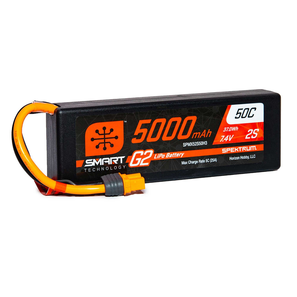 5000mAh 2S 7.4V Smart G2 LiPo 50C Hard Case; IC3